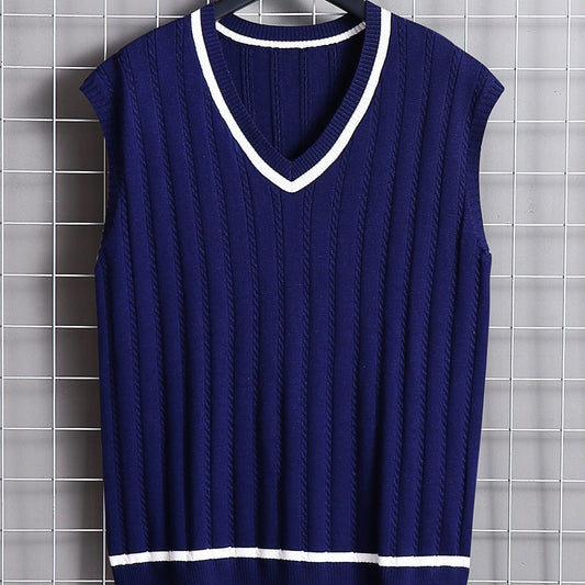 Men's Vintage Style V-Neck Sweater Vest for Fall Winter