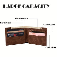 RFID Slim Leather Bifold Men Wallet Holds 5-12 Cards Coin Pouch Note Section