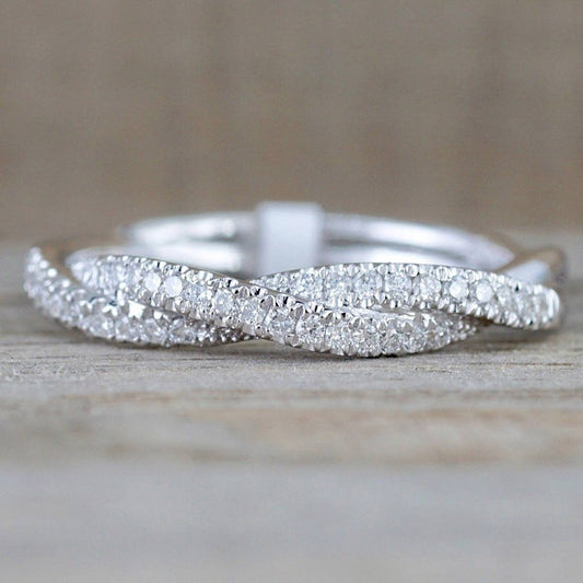 Minimalism Zircon Twist Ring Women's Daily Engagement Jewelry