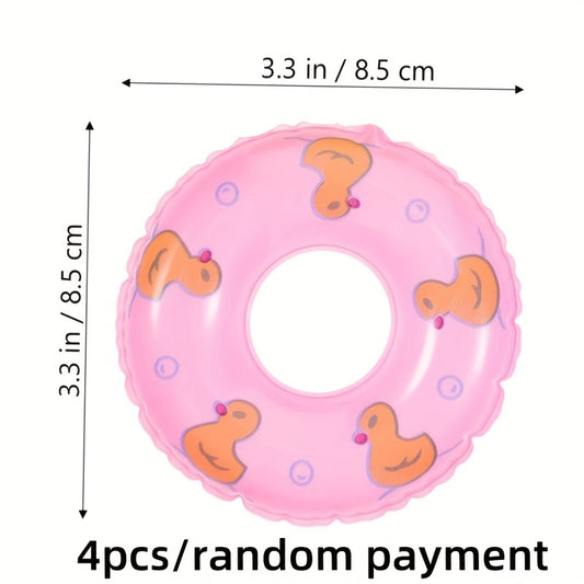 4pcs Mini Swim Rings Dollhouse Accessories Assorted Colors Craft Rings Props