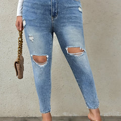  Ripped Button Fly High Rise Skinny Jeans