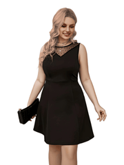  Flocked Dot Lace Tank Dress