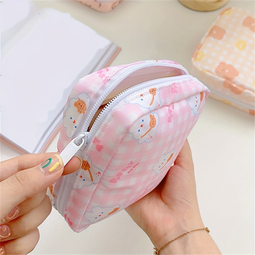 Bear Pattern Makeup Bag for Tampons, Coins, Sanitary Pads