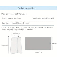 Men's Microfiber Bath Skirt with Pocket Soft Absorbent Wrap Towel