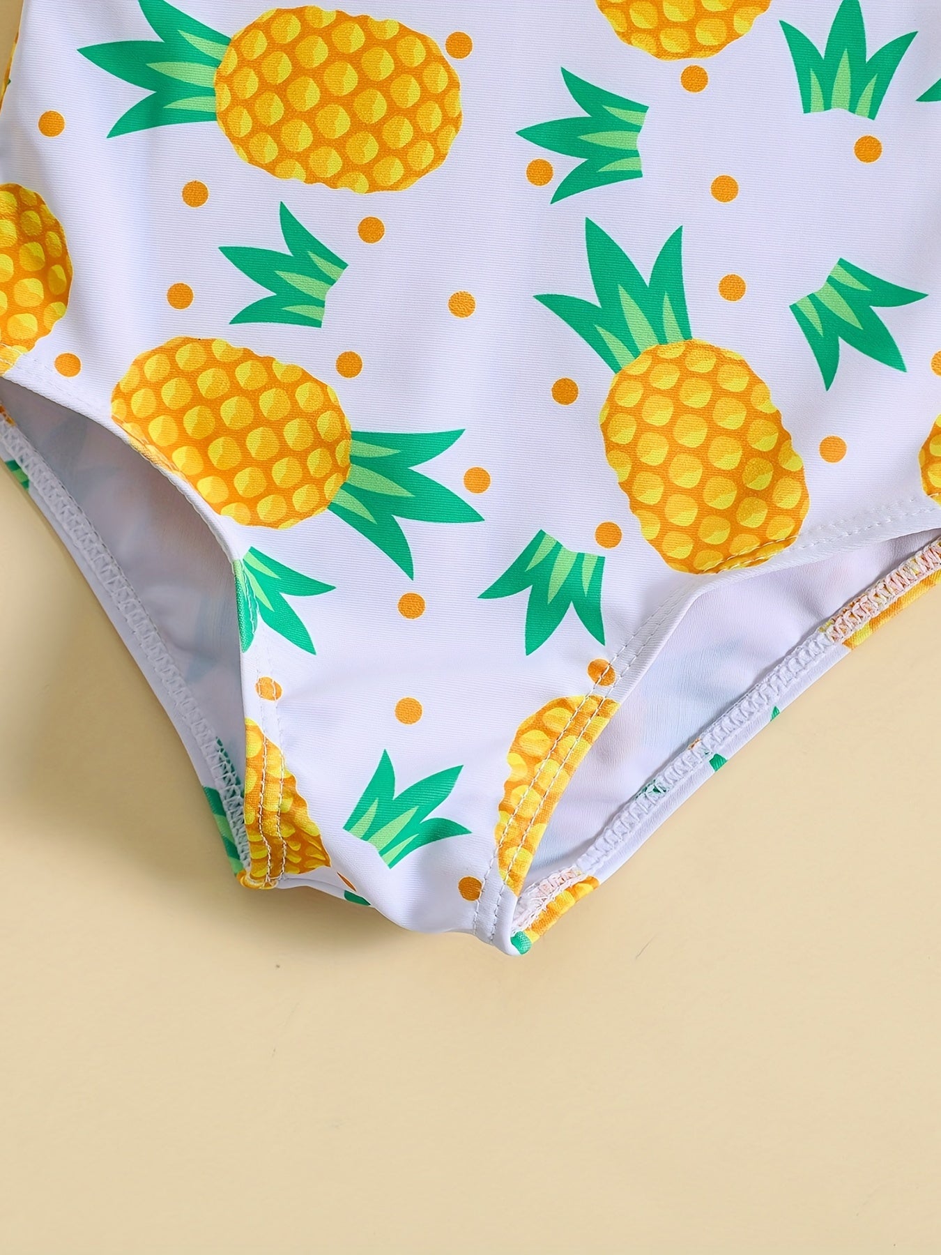 One Shoulder Swimsuit with Pineapple Graphic and Ruffled Trim