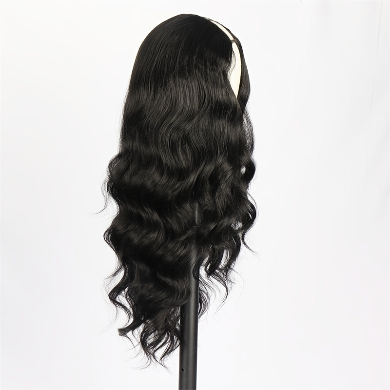 Natural Curly V Part Wig Long Body Wave Synthetic Wig