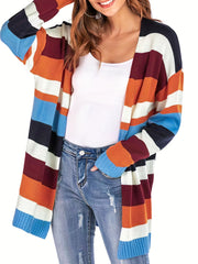  Colorful Striped Long Sleeve Cardigan