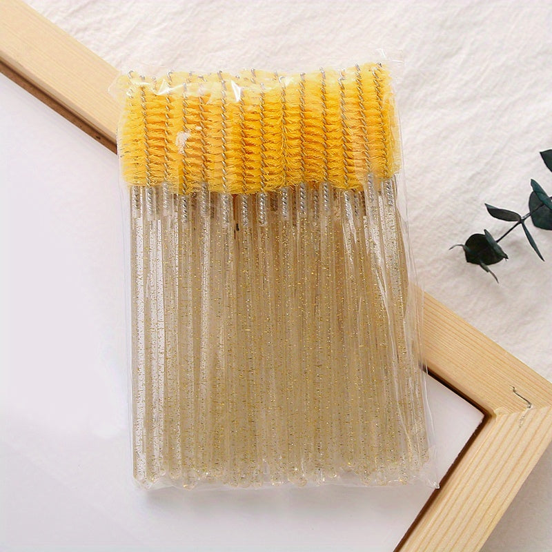 50pcs Crystal Eyelash Brush Spoolie Brushes for Extensions and Mascara