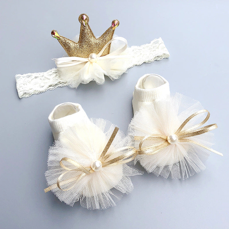 Cute Baby Headband & Socks Set - 2 Pack