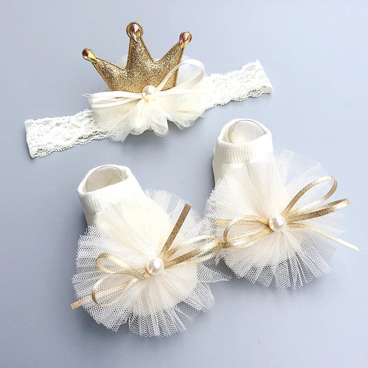 Cute Baby Headband & Socks Set - 2 Pack