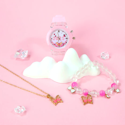 3pcs Girls' Quartz Watch Bracelet Set European Style LED Glow in the Dark