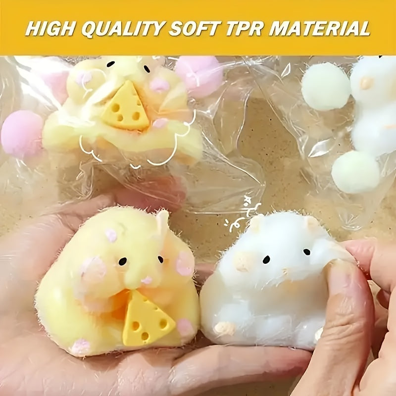 Soft Texture Relax Toy Mouse with Cheese TPR Material Anxiety Fidget Toy