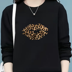 Leopard Print Lips Iron On Transfer Decal Washable DIY Patch for T Shirts