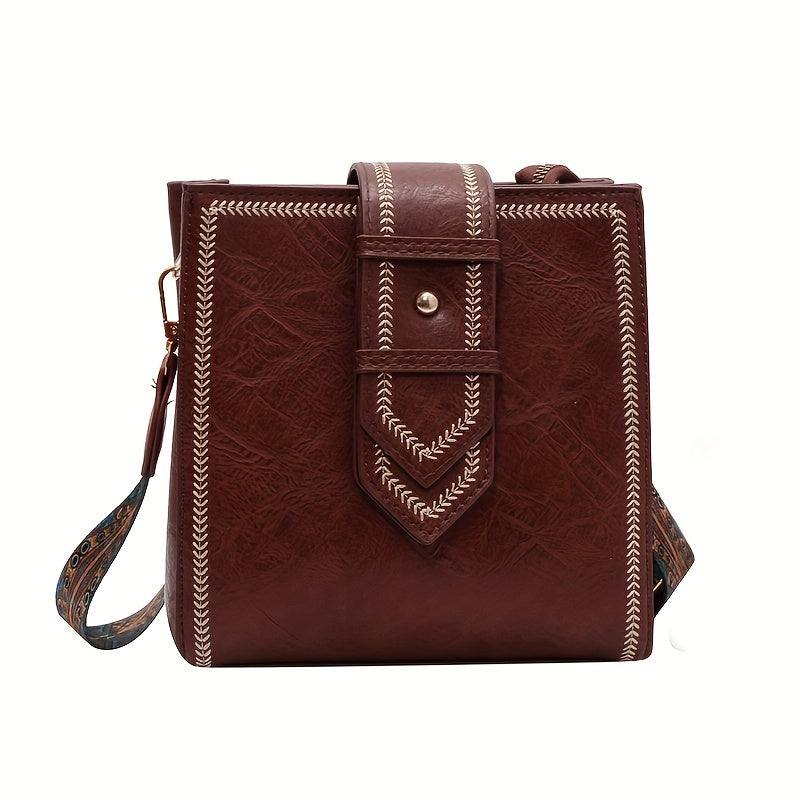 Vintage Crossbody Tote Bag Retro Square Shoulder Bag Classic Handbag