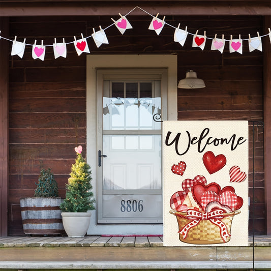 Valentines Love Heart Garden Flag Double Sided Outdoor Welcome Rustic Yard Flag