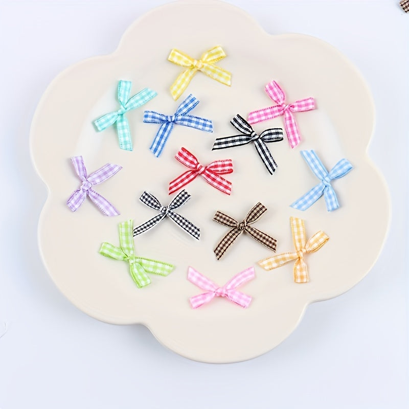 30pcs Colorful Plaid & Ribbon Bows Hair Clips DIY Decoration Crafts