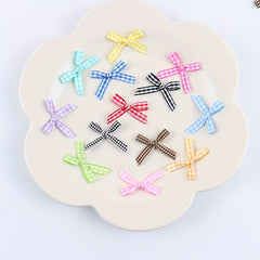 30pcs Colorful Plaid & Ribbon Bows Hair Clips DIY Decoration Crafts