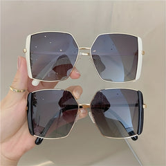 Metal Oversized Square Frame Sunglasses Classic Sunshade Eyewear