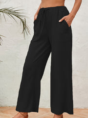 Women's Plus Solid Wide Leg Trousers With Pockets
