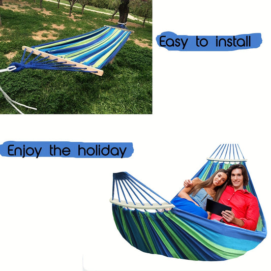 Colorful Stripe Portable Double Hammock for Outdoor Indoor Activities