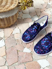Women's Butterfly & Floral Print Flats Slip On Canvas Shoes Lightweight