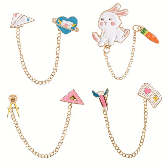 Rabbit Eating Carrot Alloy Brooch for Shirt Bag Decoration