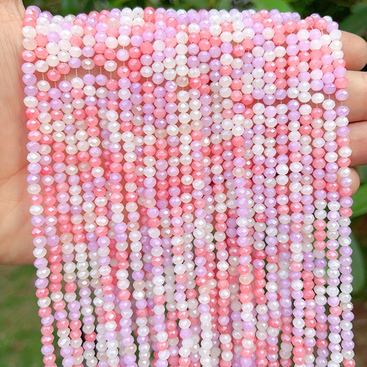 100pcs 4mm Pink & Mixed Faceted Glass Beads - DIY Jewelry Spacer Beads
