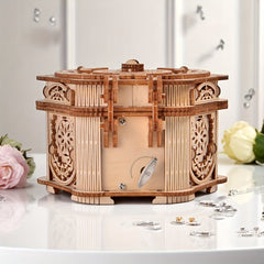 DIY 3D Wooden Puzzle Music Jewelry Box for Adults