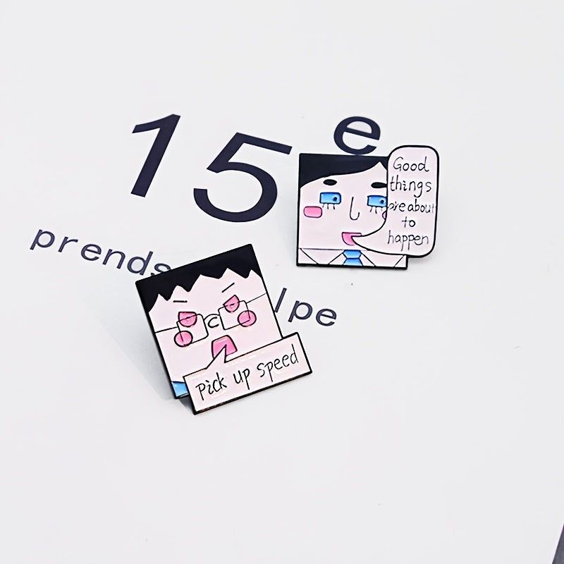 Square Man's Face Brooch Good Things About To Happen