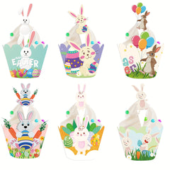 Rabbit Cake Border Paper Cupcake Decoration Easter Theme Birthday Party Flag