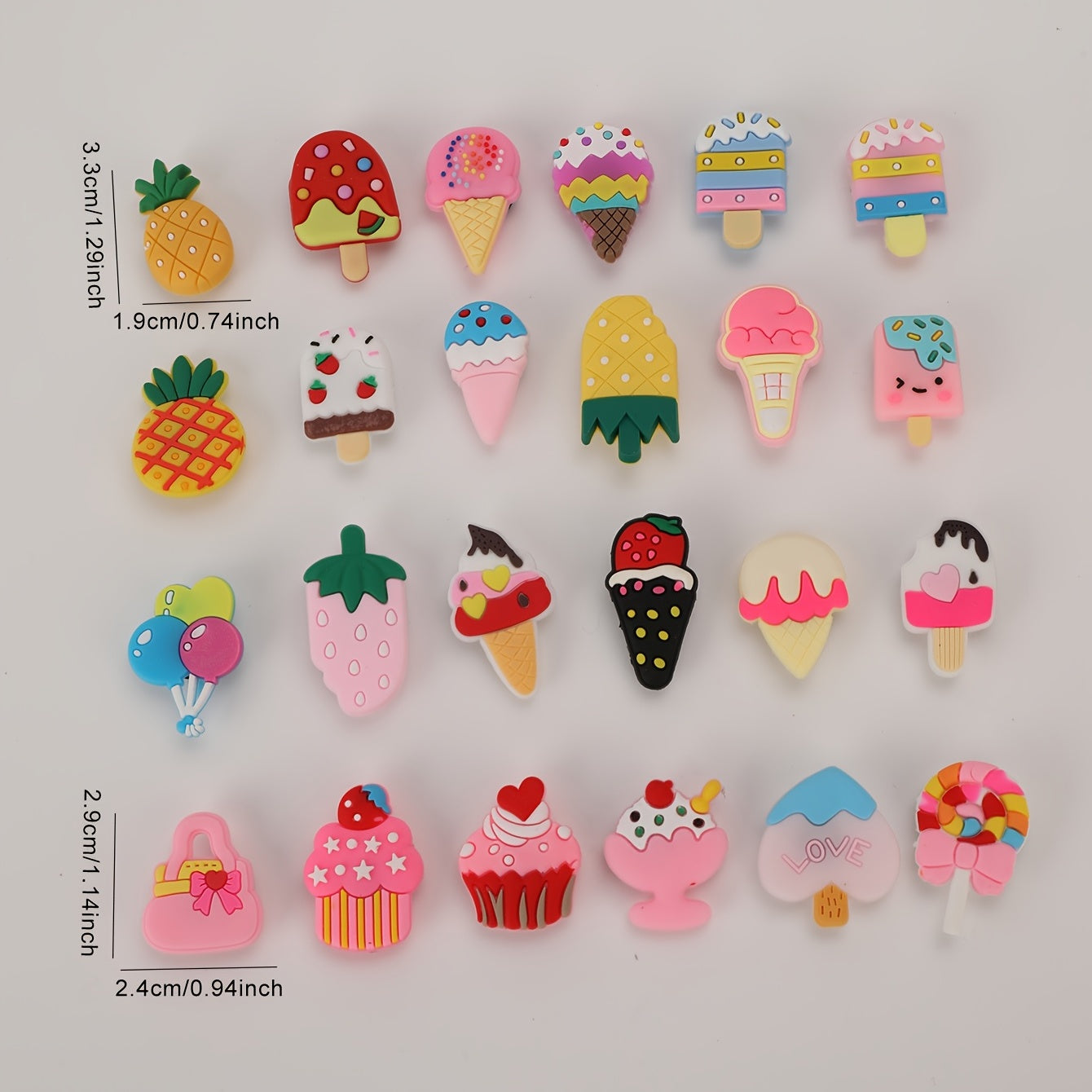 24pcs Ice Cream Shoe Charms for Girls