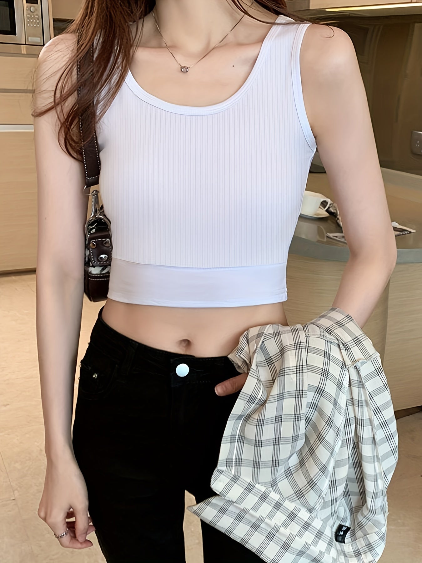 Solid Crop Tank Top Sleeveless Casual Summer Women's