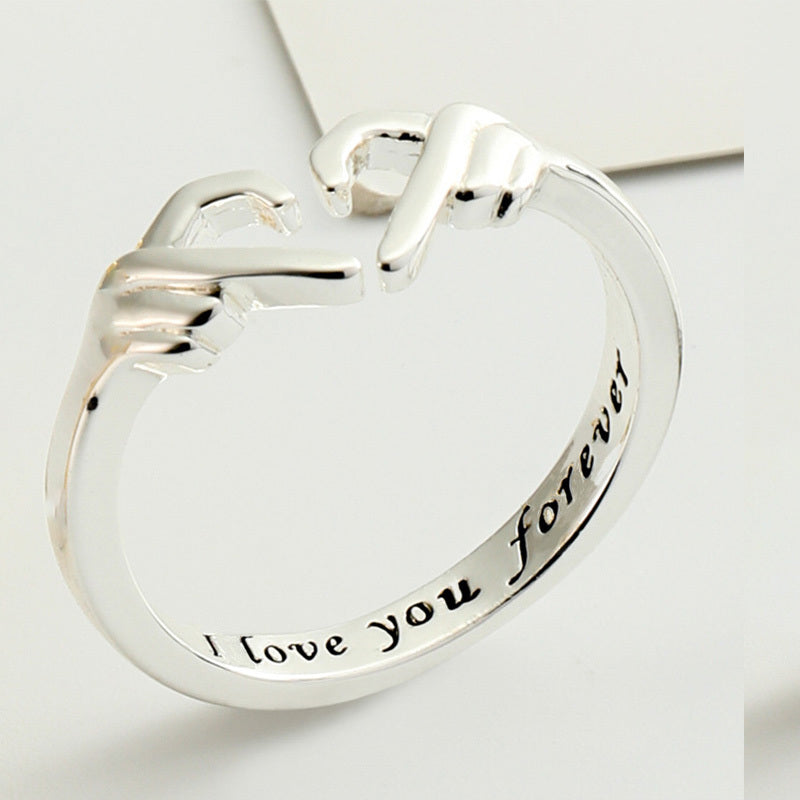 Adjustable Silvery Heart Ring 18K Plated Love Jewelry for Women Teens