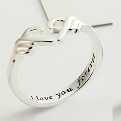 Adjustable Silvery Heart Ring 18K Plated Love Jewelry for Women Teens