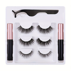 3 Pairs Magnetic Eyelash Kit with Applicator Eyeliners