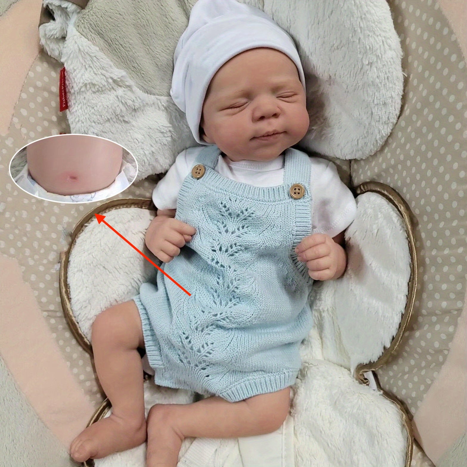 Realistic Reborn Baby Doll Soft Vinyl Body Sweater Dress Sleeping Pose Bath Toy