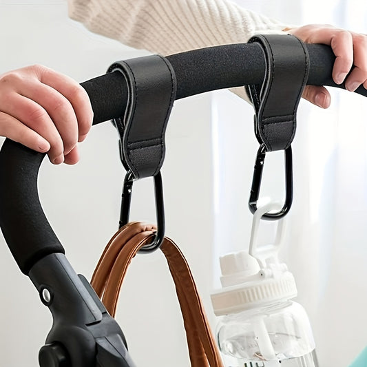 2pcs Stroller Hooks Keep Kids' Stroller Secure w/ Durable Metal Carabiners