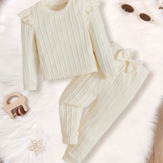 Toddler Ruffle Long Sleeve T-shirt Top Pants Fall Winter Outfit