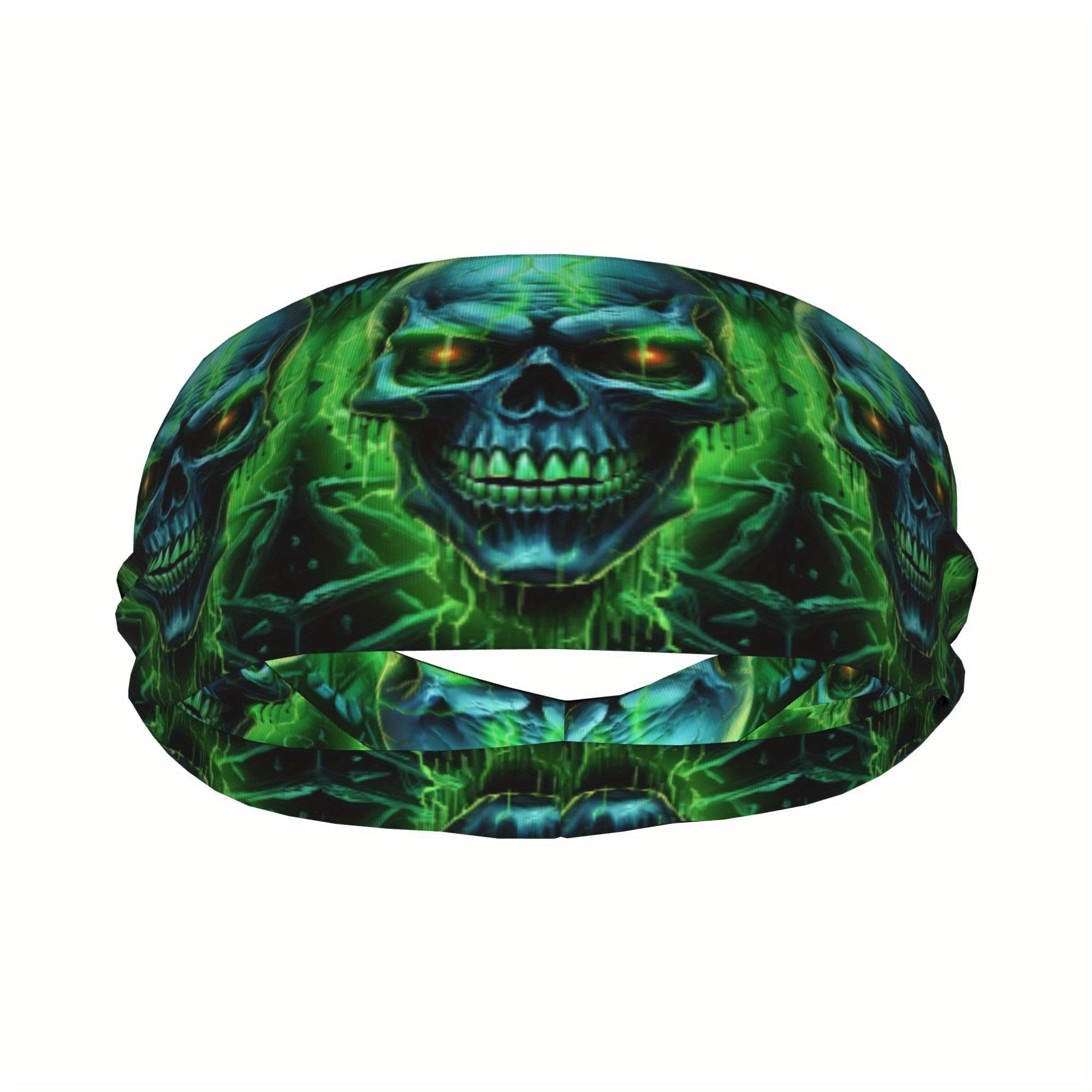 Glowing Skull Headband Sweat Wicking Stretchy Polyester Yoga Gym Running