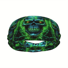 Glowing Skull Headband Sweat Wicking Stretchy Polyester Yoga Gym Running