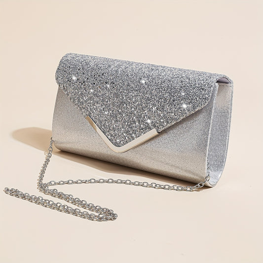 Sequins Decor Banquet Bag Classic Evening Bag For Party Women's Chain Bag