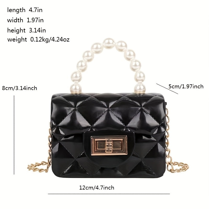 Mini Jelly Purse Girls Mini Bag Faux Pearl Handbag