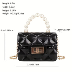 Mini Jelly Purse Girls Mini Bag Faux Pearl Handbag