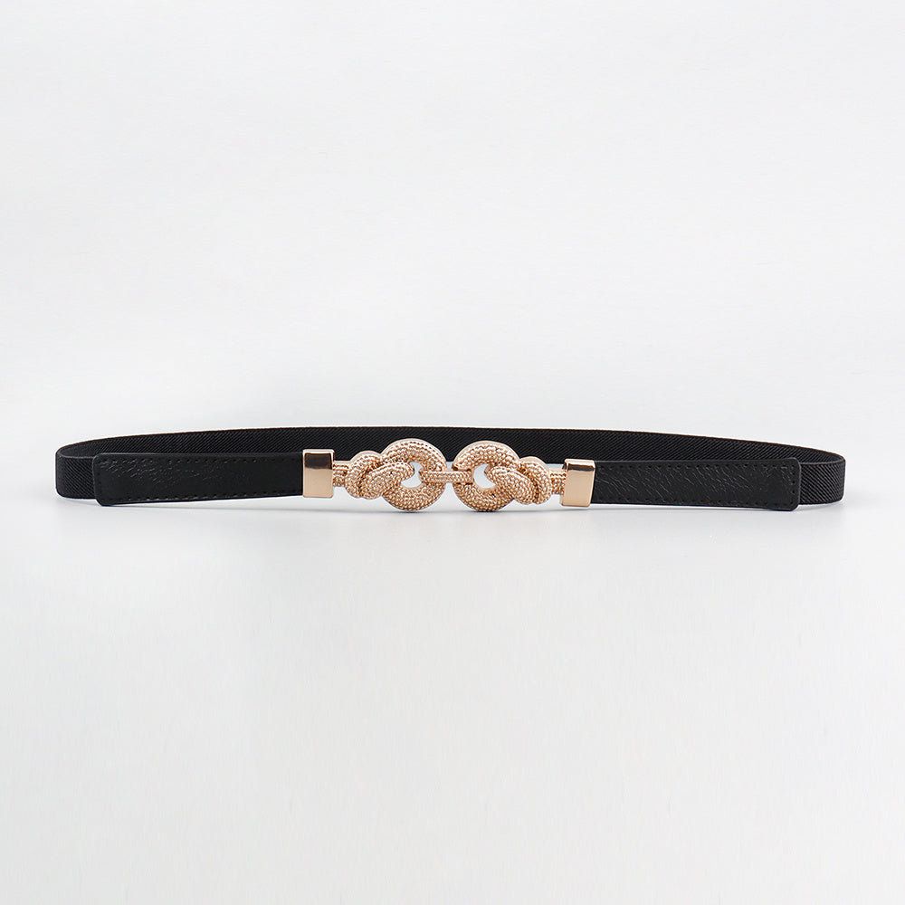 Round Buckle Elastic Belt For Jeans Pants Dress Waist Belt