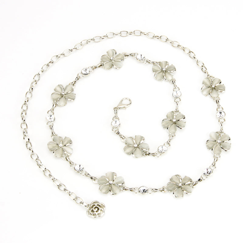 Rhinestone Flower Waist Chain for Women