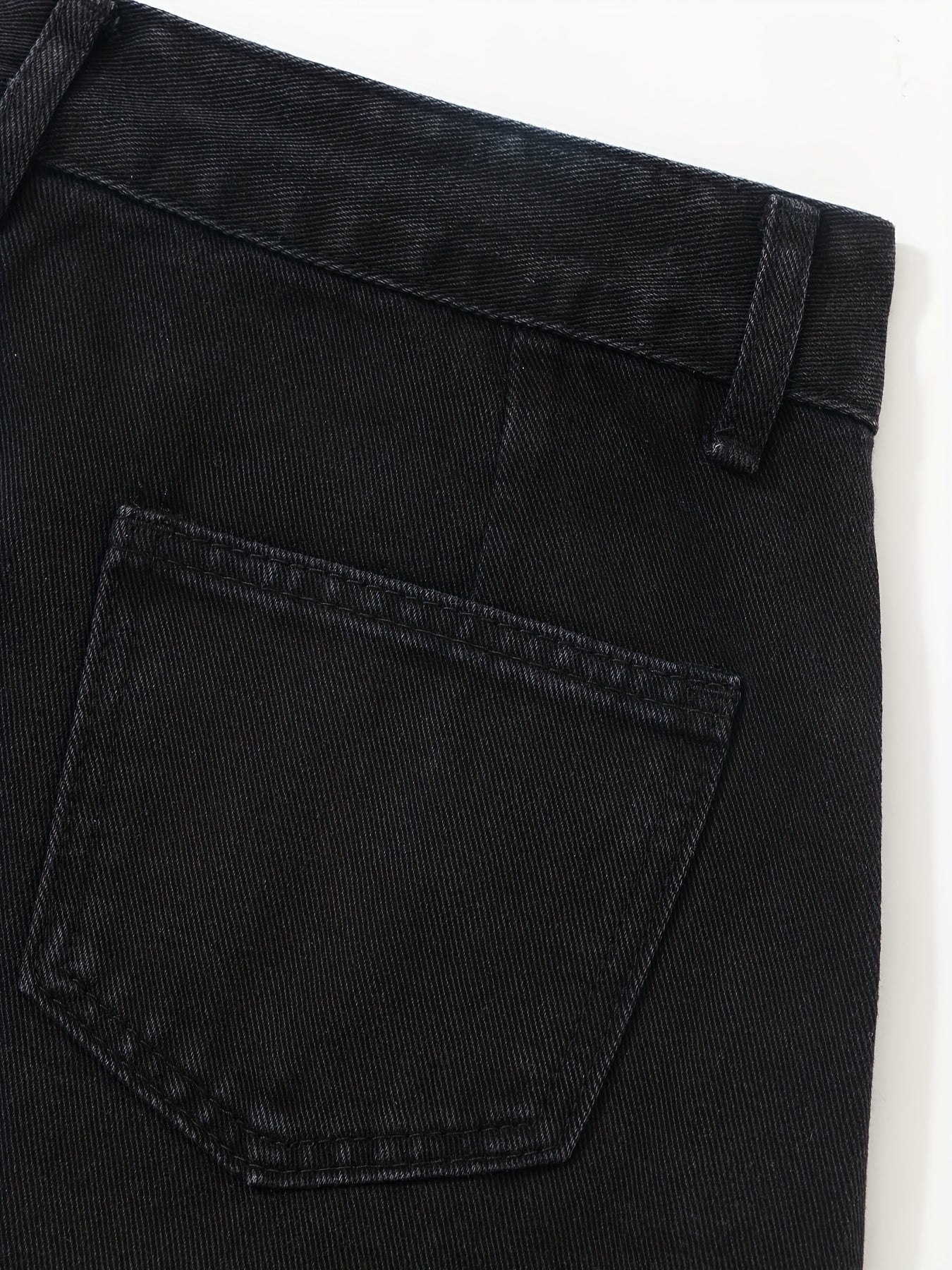  Solid A-line Denim Skirt with Pockets
