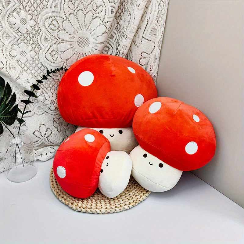 Red Mushroom Plush Toy Realistic Vegetable Doll Home Decoration