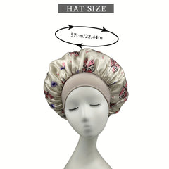 Gray Butterfly Print Bonnet Shower Cap Satin Head Wrap