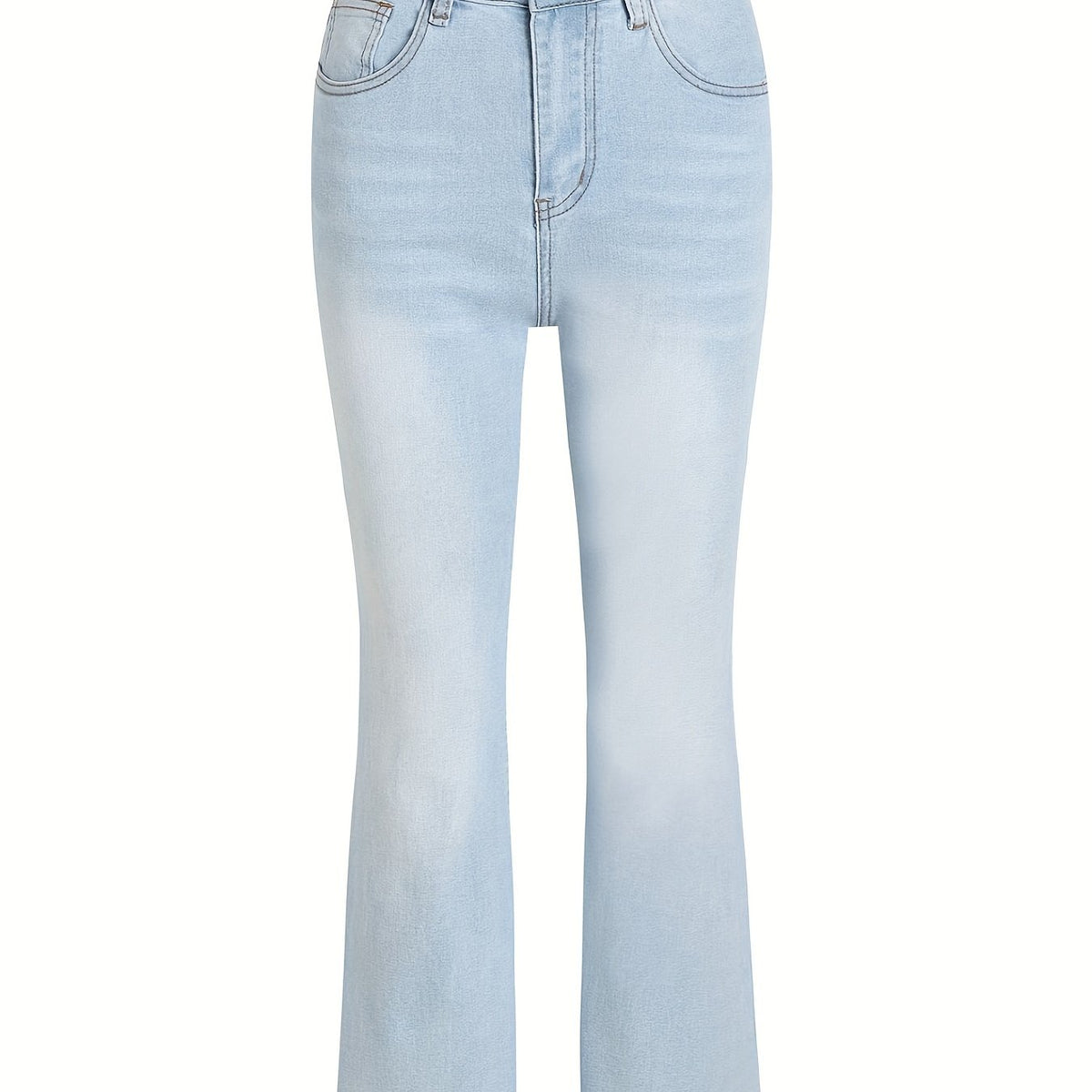  Heart Print Skinny Flared Jeans With Pockets