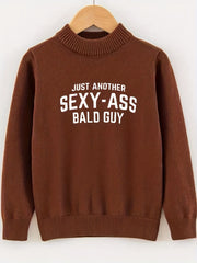 Funny Slogan Sexy Ass Print Men's Knitted Sweater Fall Winter